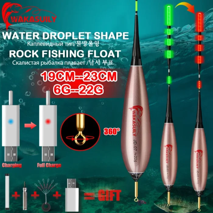 2025New Product Rock Fishing Electronic Fishing Float LED Night Light Short Version 5-Mesh Gravity Sensing With USB Charging Set - Image 1
