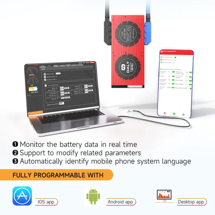 Daly Smart BMS 10s 36v 13S 14S 16S 48V Lifepo4 BMS 17S 20S 24S 40A 60A 80A 100A 150A 200A 500A Lifepo4 Li-Ion Lto Batterie - Image 2
