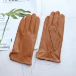 Men's Sheepskin Driving Gloves Solid Color Thin Single Leather Unlined Touch Screen Fashion Ripple Riding Motorcycle Gloves - Image 5