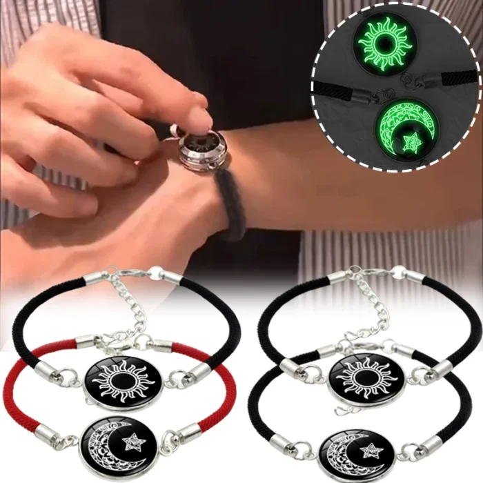 2pcs Luminous Sun Moon Braided Bracelets for Lovers Adjustable Couple Bracelets Fashion Valentine's Day Jewelry Girlfriend Gifts - Image 1