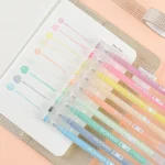 9Pcs Multi-Color Gel Pen Large-Capacity Color Mark Pens Quick Drying Highlighter Hand Accounting Pen Set Student Marker Pen