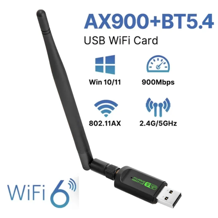 900Mbps WiFi 6 AX900 USB Adapter 2 in 1 Bluetooth 5.4 Network Card 2.4G&5Ghz 5dbi Antenna USB Dongle Receiver Free Driver For PC - Image 1
