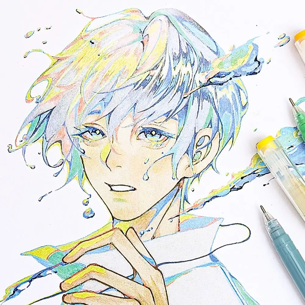 kf-Saa83e24d4381495d92008f9a30981950p 9Pcs Multi-Color Gel Pen Large-Capacity Color Mark Pens Quick Drying Highlighter Hand Accounting Pen Set Student Marker Pen - Image 5