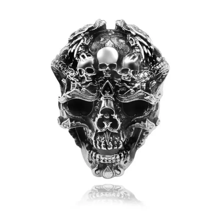 Vintage Skull Ring Men Punk Jewelry Ring Adjustable Size - Image 3