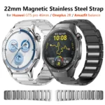 Magnetic Stainless Steel Strap for Huawei Watch 4 Pro GT5 Pro 46mm Smart Watch 22mm Band for Oneplus 2R Amazfit Balance T-rex 3