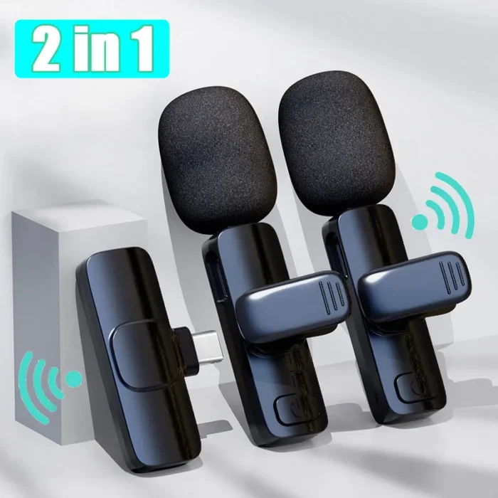 Wireless Lavalier Microphone Portable Audio Video Recording Mini Mic for iPhone Android Live Broadcast Gaming Phone Mic - Image 1