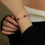 Silver Gold Color New Design Plant Five Leaf Flower Bracelet Single sided Plum Blossom Stainless Steel Jewelry Women's Pentalobe - Image 6