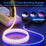 120W 7A Fast Charging Data Cable RGB Light Cable USB Type C For Iphone14 15 Xiaomi K50 Samsung Huawei P50 Phone USB Charge Cord - Image 2