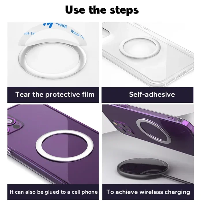 1-10Pcs Metal Sticker Ring For iPhone 15 16 Pro Max Magsafe Wireless Charger Magnetic Phone Holder Stainless Steel Plate - Image 6