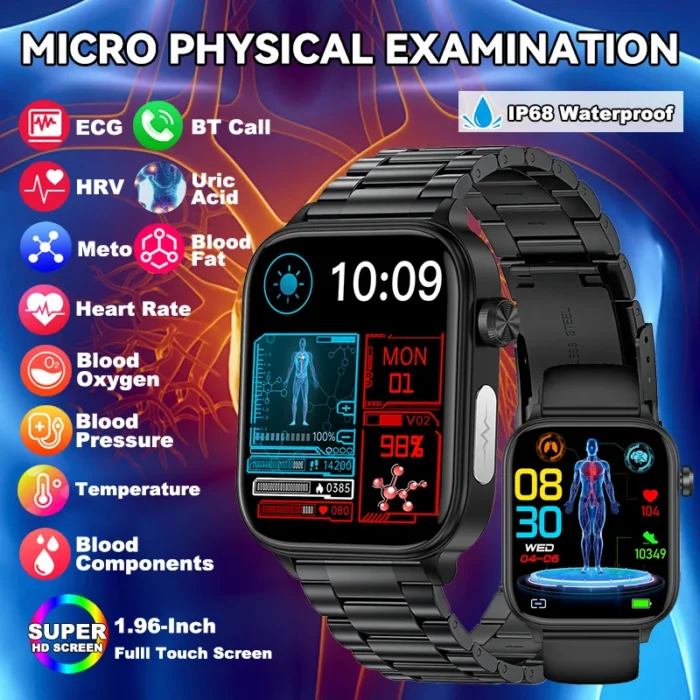 LIGE 2025 New AI Healthy Diagnosis Blood Lipid Uric Acid Blood Pressure Smart Watch Men ECG+PPG Bluetooth Call Health Smartwatch - Image 1