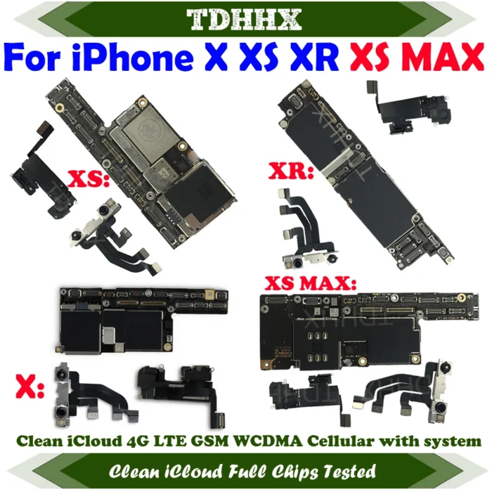 Fully Tested Working Mainboard For iPhone X XR XS/ XS Max With Face ID 64g/256g Cleaned iCloud And Unlocked Phone Motherboard - Image 1