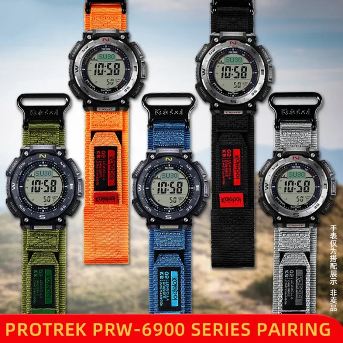 For Casio Watch Canvas Strap PRW-6900 PRW-6800 PRW-3400Y Waterproof Sports Mountaineering Nylon Strap 23mm Interface Width - Image 4