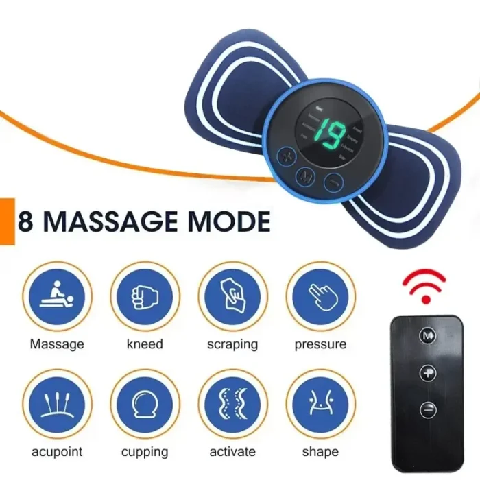 Portable Electric Intelligent Mini Neck Massager Patch for Back and Shoulder Massager With Pad and Remote - Image 2