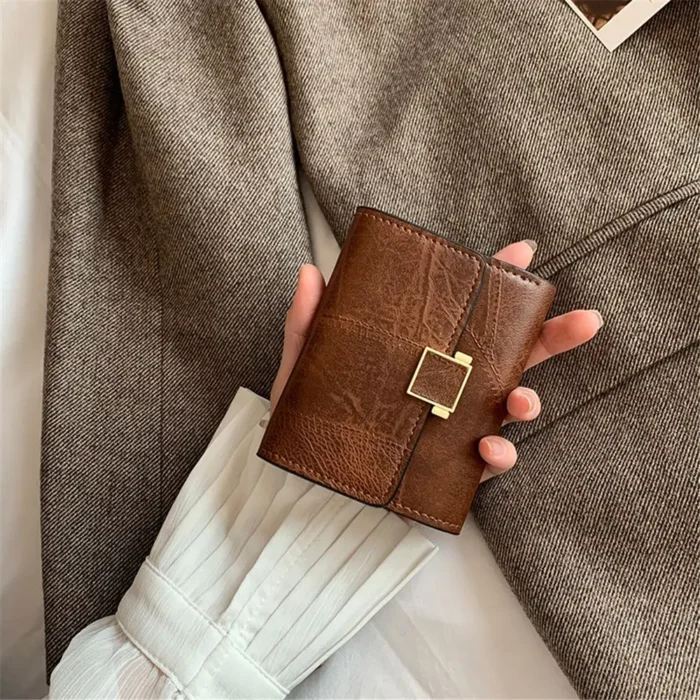 Women Wallet Vintage Short Leather Small Purse Mini Female Fashion Multi-Card Card Holder Coin Purse Multi-functional Clutch Bag - Image 3
