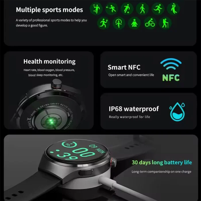 2025 New Men Smart Watch NFC Watch S10 Pro GPS 360*360 HD Screen AMOLED Heart rate BT Call Health Monitoring Women Smartwatches - Image 2
