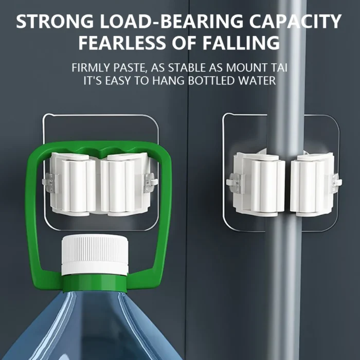 Self-Adhesive Mop Holder Broom Stand No-Drill Wall-Mounted Storage Rack Waterproof Organizer for Kitchen & Bathroom - Image 5