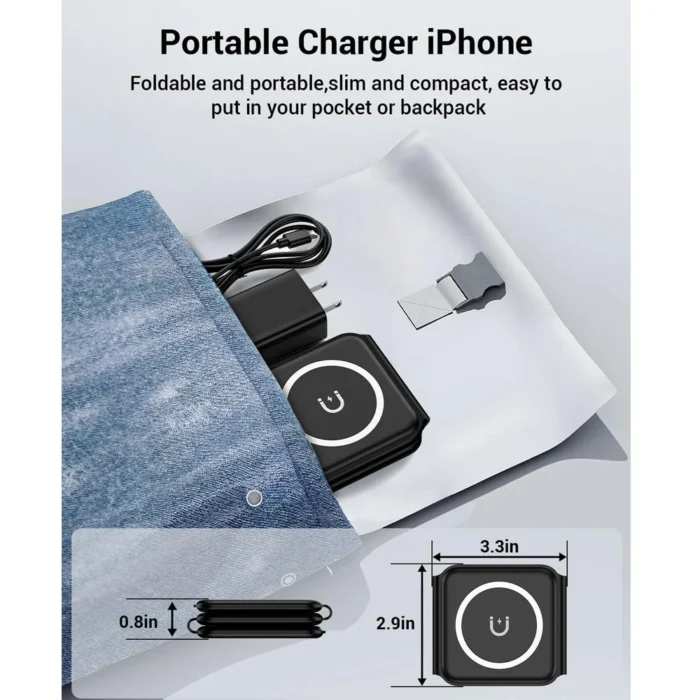 100W 3 in 1 foldable Wireless Charger Pad Stand for iPhone 15 14 13 16Pro Max Airpods iWatch Fast Wireless Charging Dock Station - Image 5