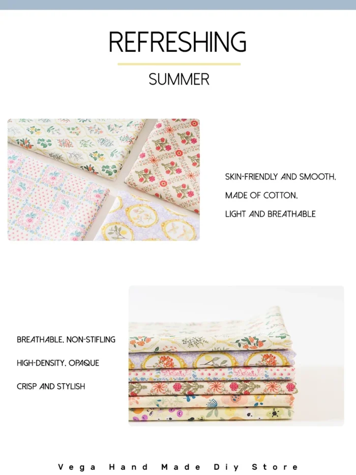 spring/summer custom printed vintagepoplin cotton fabrics for sewing doll garmentwomen dress textile cloth by the meters - Image 5