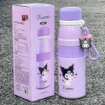 420ml Sanrio Thermos Cup Girls Cute Water Cup Travel Sports Portable Kuromi Mymelody Straight Drinking Cup with Handle Pendant