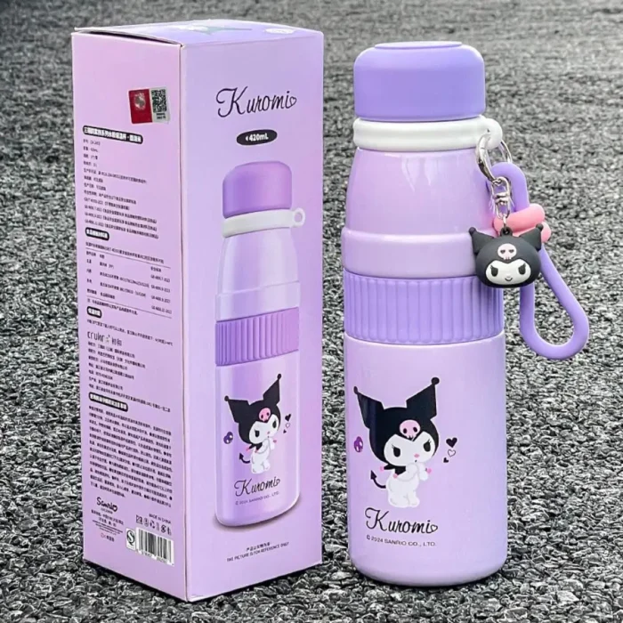 420ml Sanrio Thermos Cup Girls Cute Water Cup Travel Sports Portable Kuromi Mymelody Straight Drinking Cup with Handle Pendant - Image 1