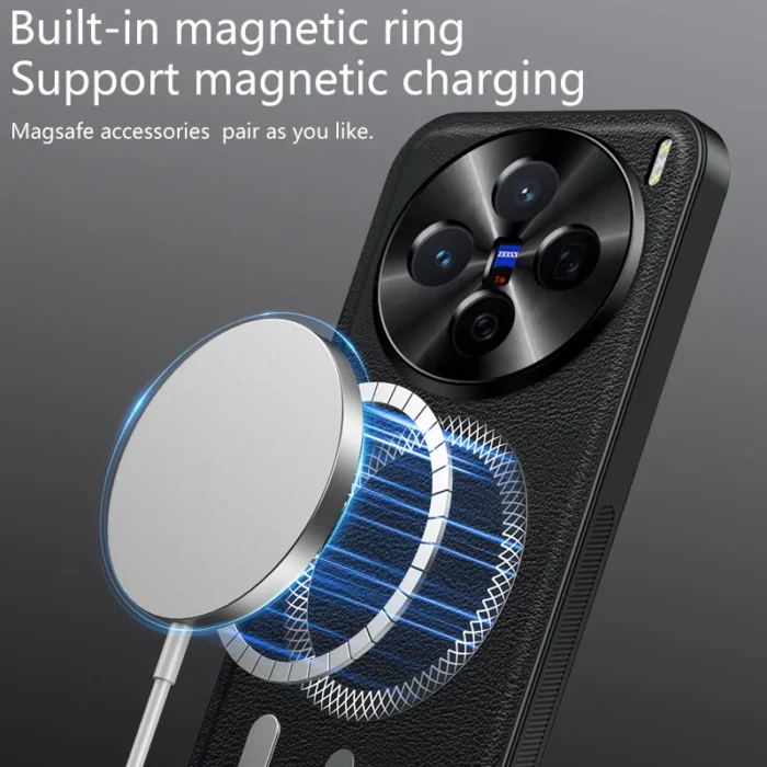 Funda For VIVO X200 Pro Mini X200 Ultra Case Magnetic Luxury Business Leather Texture for Magsafe Wireless charging Back Cover - Image 2