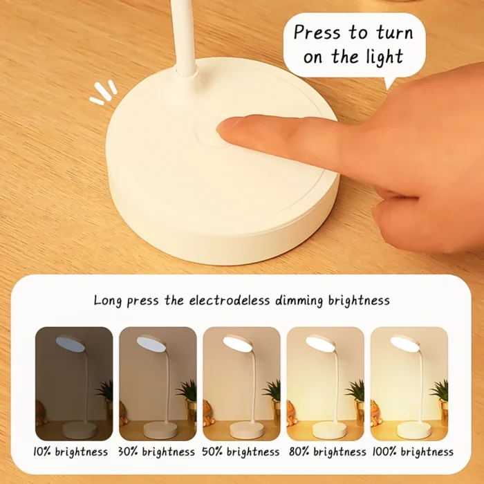 Portable Mini LED Dimmable Desk Lamp USB Plug Battery Powered Bedroom Bedside Lamp Desk Reading Lamp Eye Protection Warm Light - Image 5