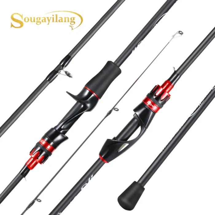 Sougayilang Baitcasting Fishing Rod 2.1m 3.3LB MAX Drag UltraLight Carbon Fiber Rod Pole 4Section with EVA Handle Caña De Pescar - Image 1