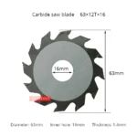 63 mm Circular Saw Blade, Alloy High-Speed Steel Diamond Resin Woodworking Saw Blade, Mini Table Saw Cutting Small Saw Blade - Image 4