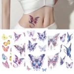 Colorful Butterfly Waterproof Temporary Tattoo Sticker Half Arm Art Hipster Black Flower Beauty Transfer Washable Totem