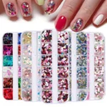 12pcs Nail Glitter Flakes Mixed Sizes 3D Sequins Paillette Powder Charm for Nail Art Decoration Manicure Tools - Image 2