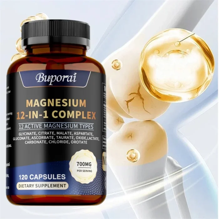 Magnesium Complex Capsules - Bone & Heart Health Supplement, Glycine, Citrate, Malate, Aspartate, Gluconate, Ascorbate, Taurine - Image 1