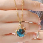 Classic Personalized Planet Colorful Stainless Steel Necklace Fashionable Exquisite Versatile Small Sun Clavicle Chain