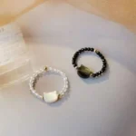 2pcs Natural Moonstone Obsidian Rings Beads Minimalist Ring Cute Black White Cat Ring Women Men Party Accessories Jewelry - Image 5