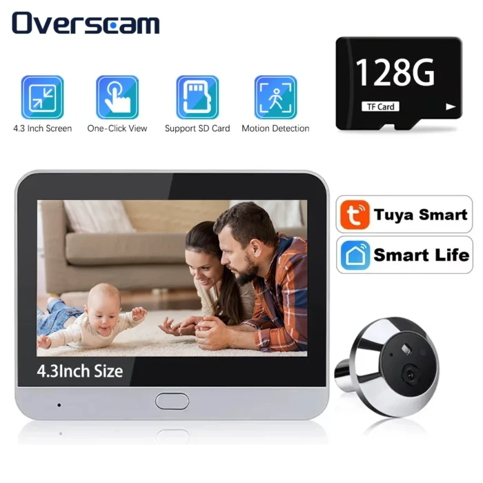 Mini 5MP Tuya Smart Life Home Digital Viewer Peepholes Door Eye WiFi IR No Red Exposure Night Vision Camera 4.3Inch Baby Monitor - Image 1