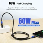 USB 3.2 10Gbps Type C Cable USB A to Type-C 3.2 Gen2 Cable Data Transfer USB C SSD Hard Disk Cable 3A 60W QC 3.0 Fast Charging - Image 3