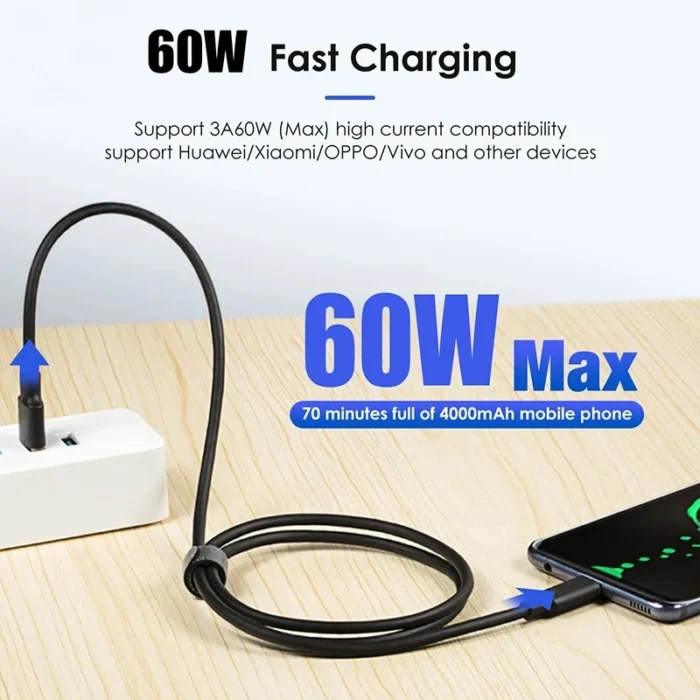 USB 3.2 10Gbps Type C Cable USB A to Type-C 3.2 Gen2 Cable Data Transfer USB C SSD Hard Disk Cable 3A 60W QC 3.0 Fast Charging - Image 3