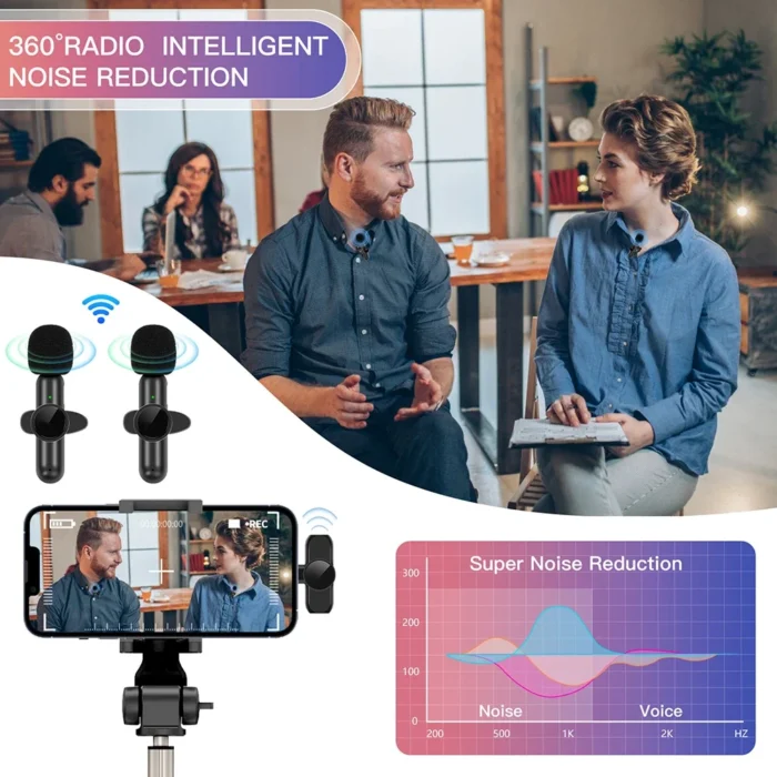 Wireless Lavalier Microphone Portable Audio Video Recording Mini Mic for iPhone Android Live Broadcast Gaming Phone Mic - Image 3
