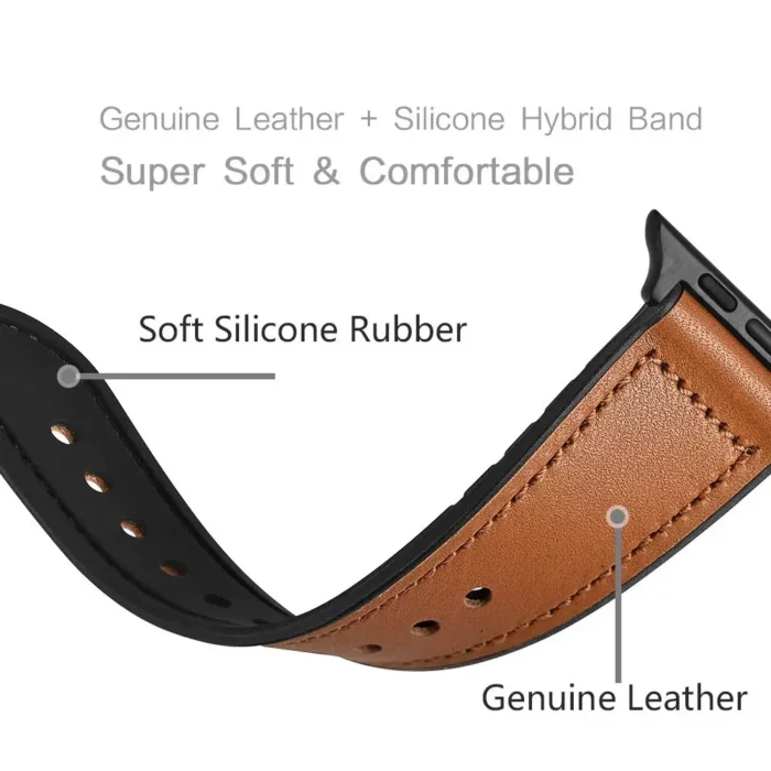 Strap for Apple watch band 44mm 42mm 45mm 49mm 41mm 40mm 46mm Leather+Silicone correa bracelet iWatch Serie 10 9 ultra 8 7 6 SE - Image 5