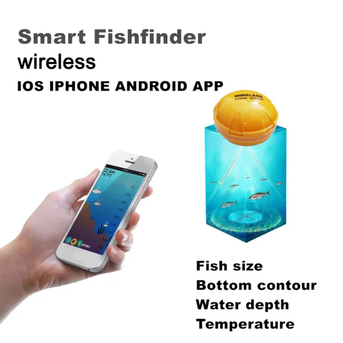 Wireless Depth Echo Sounder 2.4GHZ Bluetooth-Compatible Sonar Alarm Transducer Fishfinder 120FT Depth 90-Degree Radiation Angle - Image 5