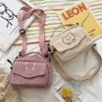 Hot Cute Teddy Bear Embroidered Diagonal Shoulder Bag Corduroy Leisure Bag Women's Crossbody Bag Travel Purses and Daily Handbag - Image 3