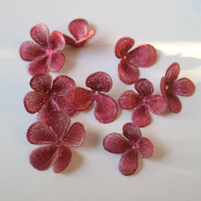 9pcs DIY 3D flower pink embroidered Patches for clothing Embroidery lace appliques bags decorative parches badge - Image 6