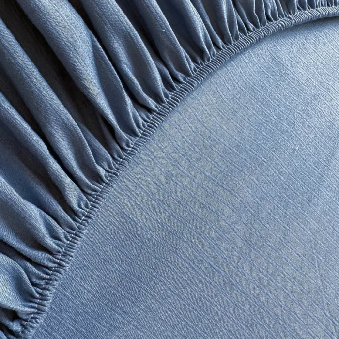 Washed Cotton Bed Sheet Fitted Sheet with Pillowcase Elastic Bands Non Slip Adjustable Mattress Cover for Double King Queen Bed - Image 5
