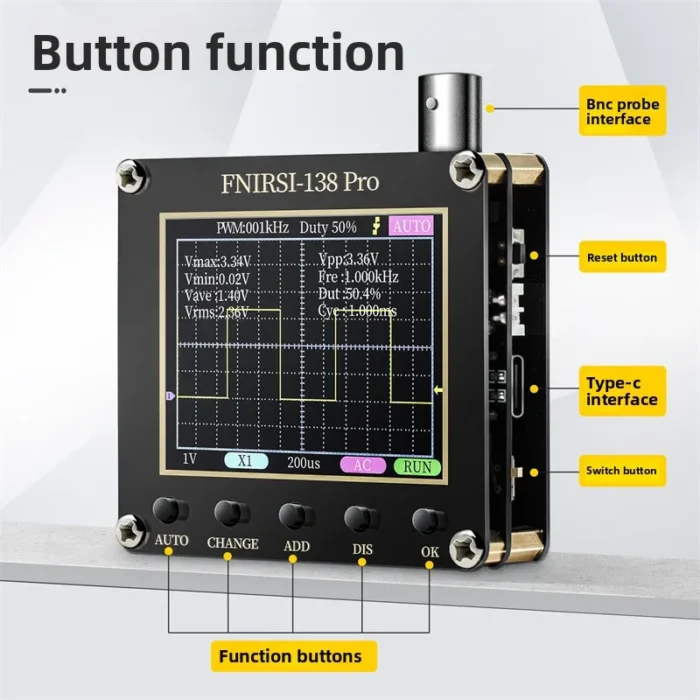 -138PROHandheld Small Oscilloscope Portable Digital Oscilloscope Entry-Level Teaching and Maintenance - Image 2