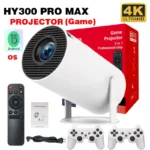 NEW Projector Android 11 HD 4K 3D 1280*720P HY300 PRo MAX Dual Wifi 160ANSI 180°flexible BT5.0 Cinema Outdoor Portable Projector