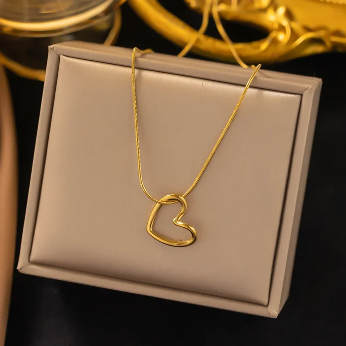 316L Stainless Steel Love Heart Pendant Necklace For Women Fashion Ladies Gold Color Clavicle Chain High Quality Jewelry Gifts - Image 1
