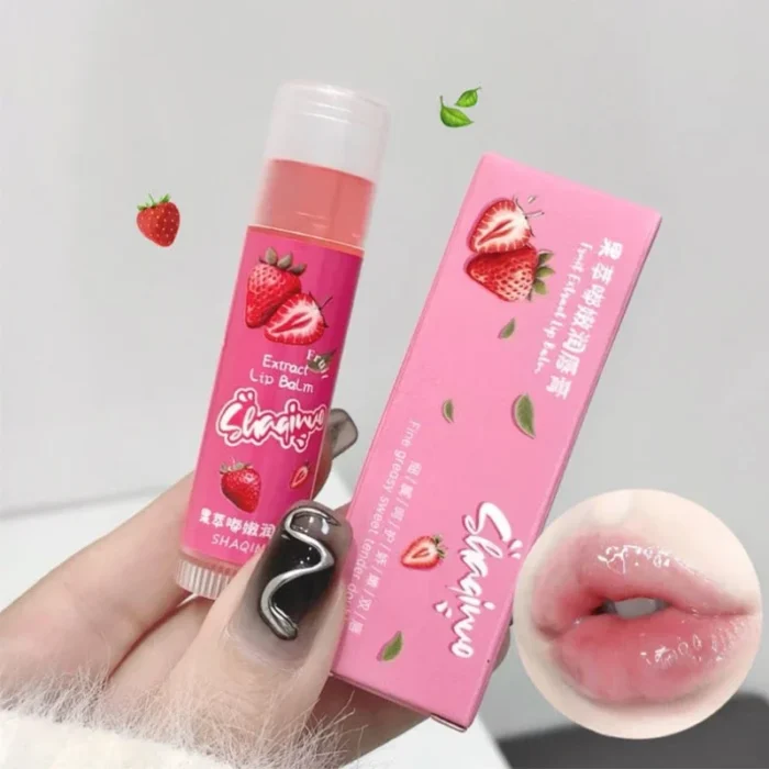 Set of 3Pcs Fruit Extract Lip Balm Jelly Moisturizing Hydrating Lipsticks Watery Gloss Fade LipLines Lip Care Tinted Lip Pomade - Image 3