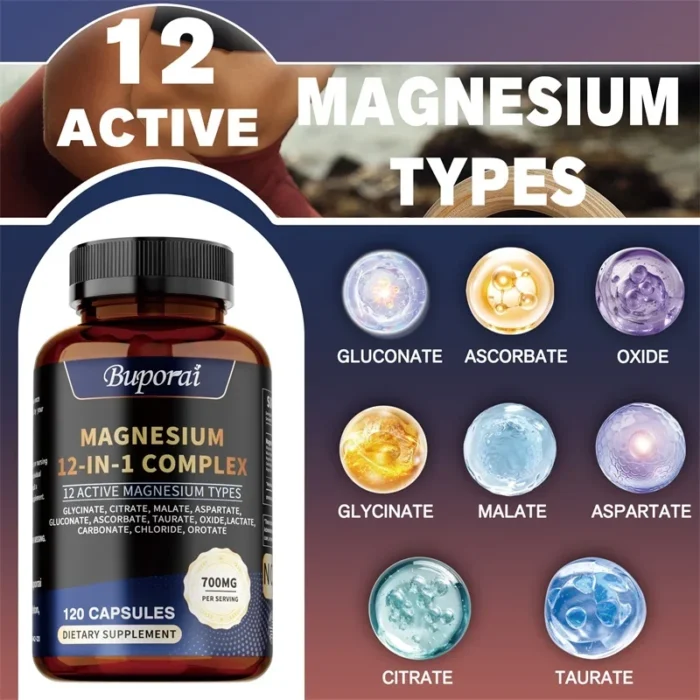 Magnesium Complex Capsules - Bone & Heart Health Supplement, Glycine, Citrate, Malate, Aspartate, Gluconate, Ascorbate, Taurine - Image 3