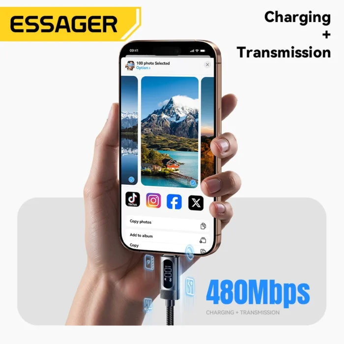 Essager 100W Type C To Type C Cable For iPhone 16 15 Samsung Huawei 5A PD Fast Charging For Macbook iPad Digital Dispaly Cable - Image 6