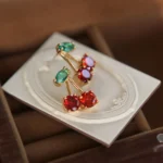New Fashion Cute Red Zircon Cherry Stud Earrings Fashion Charm Crystal Party Birthday Holiday Gift - Image 6