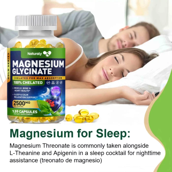 Magnesium Glycinate Capsules Dietary Supplement Support Bone Immune System,Heart Health Mineral Supplement Help Natural Sleep - Image 3